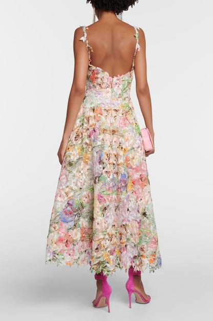 Whitney – Floral Lace Midi Dress Elegant