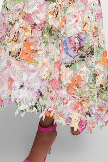 Whitney – Floral Lace Midi Dress Elegant